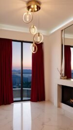 Blue City Decor Velmora Golden Crystal Hanging Light - Image 6