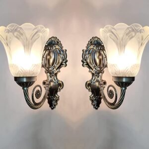 Buy Blue City Decor Velmora Portuguese Style Glass Wall Lamp Set of 2 | Lighting | Wall Light | Wall Lamp | Decorative Lighting | Modern Lighting | Home Lighting | Interior Lighting | Luxury Lighting | Blue City Decor