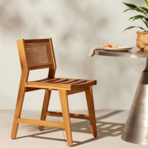 Buy Blue City Decor Riviera Teak and Cane Outdoor Dining Chair | Dining Chair | Wooden Dining Chair | Dining Room Furniture | Wooden Furniture | Solid Wood Furniture | Blue City Decor
