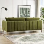 Blue City Decor Brandon Three Seater Olive Green Sofa in Velvet Upholstery - Image 2