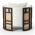 Blue City Decor June Solid Wood Cream Linen Lounge Chair - Image 4