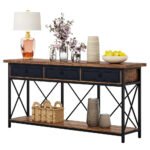 Blue City Decor Dimitri Solid Wood + Metal Entryway Console Table with Drawers - Image 2