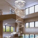 Blue City Decor Aurex Spiral Drop Crystal Chandelier for Double Height Interiors - Image 2