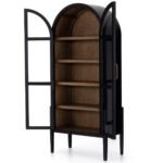 Blue City Decor French Metal Cabinet with Glass Doors in Black - Image 2