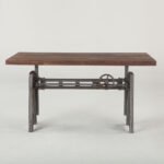 Blue City Decor Industrial Loft Metal and Wood Crank Adjustable Table - Image 2