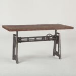 Buy Blue City Decor Industrial Loft Metal and Wood Crank Adjustable Table | Office Table | Wooden Office Table | Crane Table | Table | Office Furniture | Solid Wood Furniture | Blue City Decor