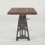 Blue City Decor Industrial Loft Metal and Wood Crank Adjustable Table - Image 3
