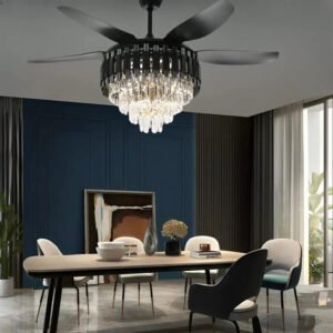 Buy Blue City Midnight Luxe Chandelier Ceiling Fan with Remote Control - 52" Inch Blade | Lighting | Hanging Light | Chandelier | Ceiling Light | Decorative Lighting | Modern Lighting | Home Lighting | Interior Lighting | Luxury Lighting | Blue City Decor