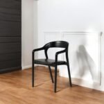 Buy Blue City Decor Nero Black Leather Seat Wooden Arm Dining Chair | Dining Chair | Wooden Dining Chair | Dining Room Furniture | Wooden Furniture | Solid Wood Furniture | Blue City Decor