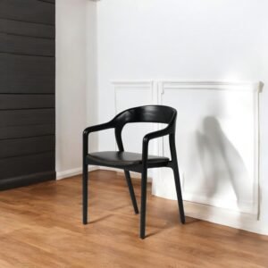 Buy Blue City Decor Nero Black Leather Seat Wooden Arm Dining Chair | Dining Chair | Wooden Dining Chair | Dining Room Furniture | Wooden Furniture | Solid Wood Furniture | Blue City Decor