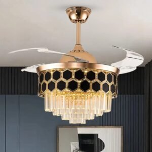 Buy Blue City Decor Aurelia Crystal Ceiling Fan Chandelier with Remote Control | Lighting | Hanging Light | Chandelier | Ceiling Light | Decorative Lighting | Modern Lighting | Home Lighting | Interior Lighting | Luxury Lighting | Blue City Decor