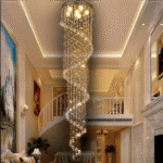 Blue City Decor Aurex Spiral Drop Crystal Chandelier for Double Height Interiors - Image 4