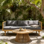 Buy Blue City Decor Solara Acacia Wood Outdoor Patio Sofa | Sofa | Wooden Sofa | Outdoor Sofa | Living Room Furniture | Solid Wood Furniture | Blue City Decor
