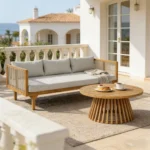 Blue City Decor Solara Acacia Wood Outdoor Patio Sofa - Image 10