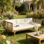 Blue City Decor Solara Acacia Wood Outdoor Patio Sofa - Image 9