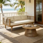 Blue City Decor Solara Acacia Wood Outdoor Patio Sofa - Image 8