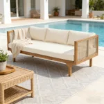 Blue City Decor Solara Acacia Wood Outdoor Patio Sofa - Image 5