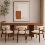 Buy Blue City Decor Noralis Modern Dining Set with Chairs | Dining Set | Wooden Dining Set | 6 Seater Dining Set | Marble Top Dining | Dining Room Furniture | Solid Wood Furniture | Blue City Decor