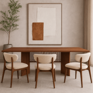Buy Blue City Decor Noralis Modern Dining Set with Chairs | Dining Set | Wooden Dining Set | 6 Seater Dining Set | Marble Top Dining | Dining Room Furniture | Solid Wood Furniture | Blue City Decor