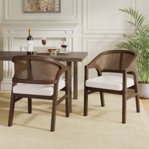 Buy Blue City Decor Solenne Cane Accent Dining Chair Set | Dining Chair | Wooden Dining Chair | Rattan Dining Chair | Dining Room Furniture | Solid Wood Furniture | Blue City Decor