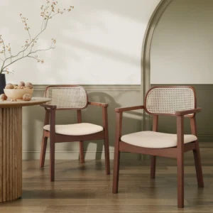 Buy Blue City Decor Caldrisse Cane Back Dining Chair Set | Dining Chair | Wooden Dining Chair | Rattan Dining Chair | Dining Room Furniture | Solid Wood Furniture | Blue City Decor