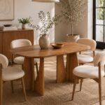 Buy Blue City Decor Osterro Wooden Dining Set | Dining Set | Wooden Dining Set | 6 Seater Dining Set | Marble Top Dining | Dining Room Furniture | Solid Wood Furniture | Blue City Decor