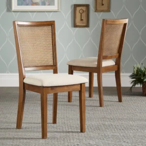Buy Blue City Decor Mirelle Cane Back Dining Chair Set | Dining Chair | Wooden Dining Chair | Rattan Dining Chair | Dining Room Furniture | Solid Wood Furniture | Blue City Decor