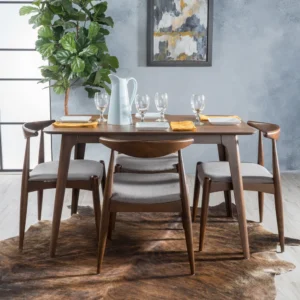 Buy Blue City Decor Norvayne Mid-Century Dining Set | Dining Set | Wooden Dining Set | 4 Seater Dining | Dining Room Furniture | Solid Wood Furniture | Blue City Decor