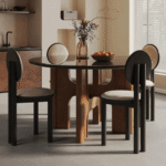 Buy Blue City Decor Norwick Modern Glass Dining Set | Dining Set | Wooden Dining Set | 4 Seater Dining Set | Glass Top Dining | Dining Room Furniture | Solid Wood Furniture | Blue City Decor