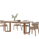 Blue City Decor Asterra Marble Top Wooden Dining Set - Image 3