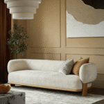 Buy Blue City Decor Avenza Luxe Upholstered Wooden Sofa | Sofa | Wooden Sofa | Upholstered Sofa | Premium Sofa | Three Seater Sofa | Living Room Furniture | Solid Wood Furniture | Blue City Decor