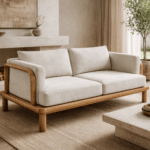 Buy Blue City Decor Caldric Premium Upholstered Wooden Sofa | Wooden Sofa | Upholstered Sofa | Premium Sofa | Wooden Sofa | Living Room Furniture | Solid Wood Furniture | Blue City Decor