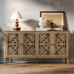 Buy Blue City Decor Florenza Hand-Carved Sideboard | Cabinet | Wooden Sideboard | Wooden Cabinet Sideboard | Storage Cabinet | Living Room Furniture | Solid Wood Furniture | Blue City Decor