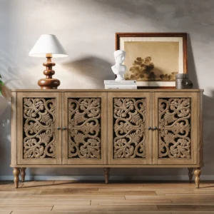 Buy Blue City Decor Florenza Hand-Carved Sideboard | Cabinet | Wooden Sideboard | Wooden Cabinet Sideboard | Storage Cabinet | Living Room Furniture | Solid Wood Furniture | Blue City Decor