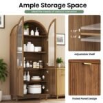 Blue City Decor Walnut Crest Arched Display Cabinet - Image 3
