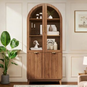 Buy Blue City Decor Walnut Crest Arched Display Cabinet | Cabinet | Wooden Sideboard | Wooden Cabinet Sideboard | Storage Cabinet | Living Room Furniture | Solid Wood Furniture | Blue City Decor
