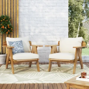 Buy Blue City Decor Solstice Outdoor Lounge Chair Set with Cushions | Chair | Wooden Chair | Garden Chair | Sofa Chair | Accent Chair | Living Room Furniture | Solid Wood Furniture | Blue City Decor