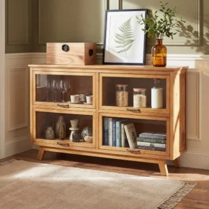Buy Blue City Decor Lexington Glass Door Buffet Cabinet | Cabinet | Display Unit | Wooden Cabinet | Sideboard | Wooden Sideboard | Storage Cabinet | Living Room Furniture | Solid Wood Furniture | Blue City Decor