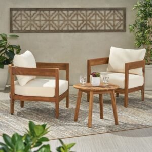 Buy Blue City Decor Willow Haven Outdoor Acacia Wood Chair Set | Chair | Wooden Chair | Garden Chair | Sofa Chair | Accent Chair | Living Room Furniture | Solid Wood Furniture | Blue City Decor