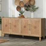 Blue City Decor Heritage Bloom Wooden Sideboard - Image 3
