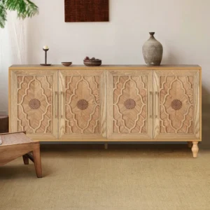 Buy Blue City Decor Heritage Bloom Wooden Sideboard | Cabinet | Wooden Sideboard | Wooden Cabinet Sideboard | Storage Cabinet | Living Room Furniture | Solid Wood Furniture | Blue City Decor