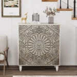 Buy Blue City Decor Floral Heritage Sideboard Cabinet | Cabinet | Wooden Sideboard | Wooden Cabinet Sideboard | Storage Cabinet | Living Room Furniture | Solid Wood Furniture | Blue City Decor