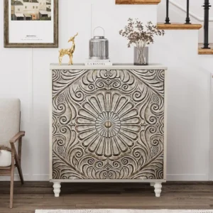 Buy Blue City Decor Floral Heritage Sideboard Cabinet | Cabinet | Wooden Sideboard | Wooden Cabinet Sideboard | Storage Cabinet | Living Room Furniture | Solid Wood Furniture | Blue City Decor