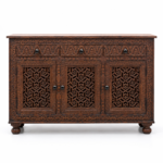 Blue City Decor Vintage Carved Wooden Sideboard - Image 2