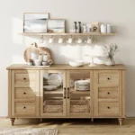 Buy Blue City Decor Rustic Bloom Farmhouse Sideboard | Cabinet | Wooden Sideboard | Display Unit | Wooden Cabinet | Sideboard | Storage Cabinet | Living Room Furniture | Solid Wood Furniture | Blue City Decor