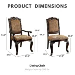 Blue City Decor Royal Crest Wooden Arm Chair Set - Image 5