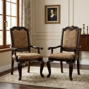 Buy Blue City Decor Royal Crest Wooden Arm Chair Set | Dining Chair | Wooden Dining Chair | Dining Room Furniture | Solid Wood Furniture | Blue City Decor