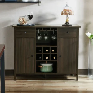 Buy Blue City Decor Espresso Crest Bar Sideboard | Bar Unit | Bar Cabinet | Wooden Bar Cabinet | Wooden Sideboard | Wooden Cabinet Sideboard | Storage Cabinet | Living Room Furniture | Solid Wood Furniture | Blue City Decor