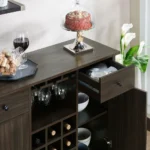 Blue City Decor Espresso Crest Bar Sideboard - Image 3