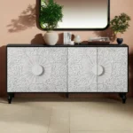 Buy Blue City Decor Vintage Bloom Wooden Sideboard | Cabinet | Wooden Sideboard | Wooden Cabinet Sideboard | Storage Cabinet | Living Room Furniture | Solid Wood Furniture | Blue City Decor